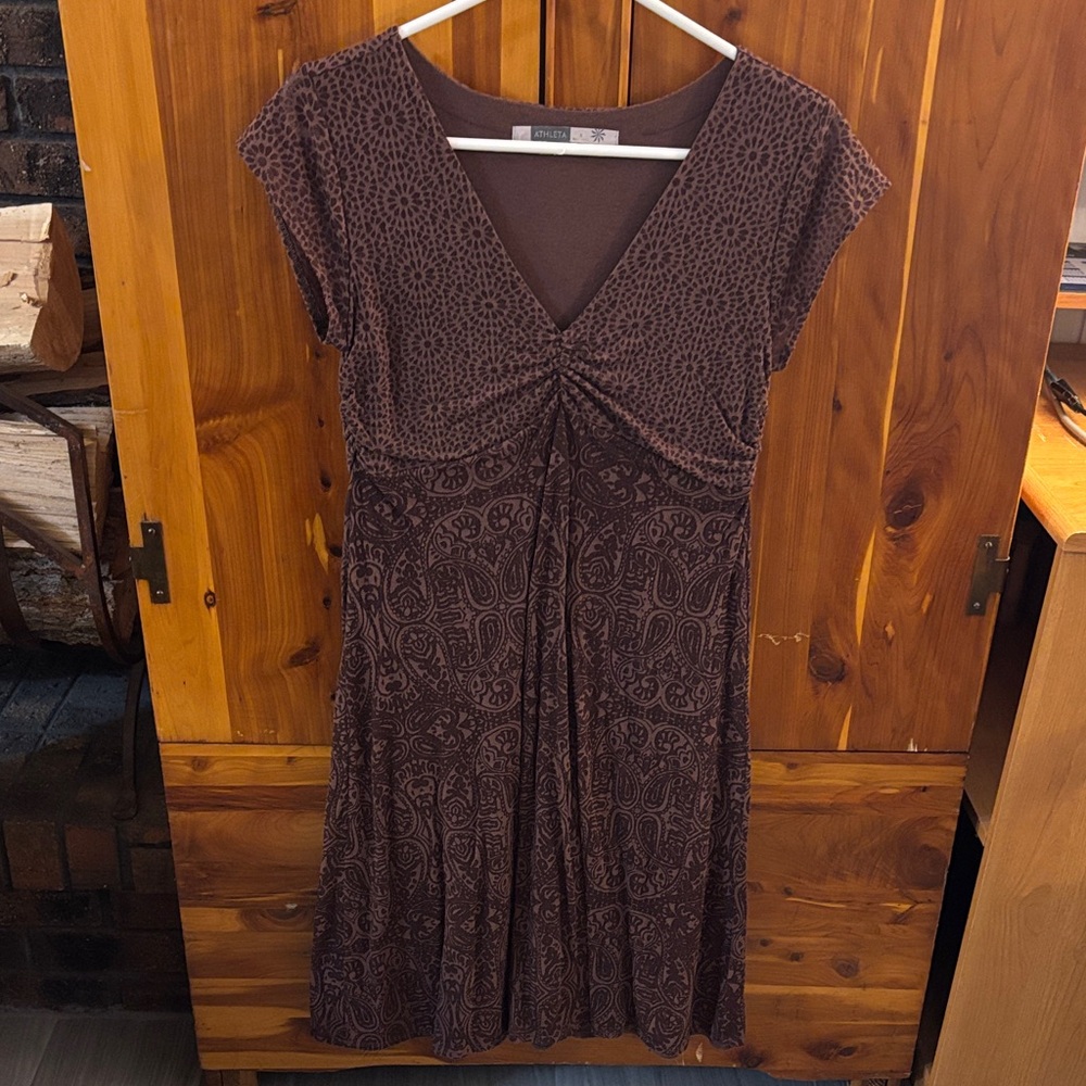 Athleta Brown Patterned Dress small